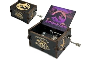 Meloditrunk Nero Carillon in Legno per Jurassic, Mini Antico Intagliato della Manovella Carillon in Legno Giocattolo, Idea Regalo per Famiglia, Amici, Capodanno e Compleanno