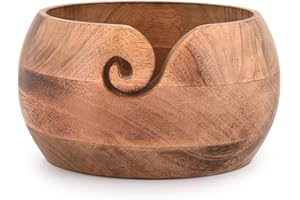 Indus Lifespace Tazón de hilo de madera Tazón de hilo de tejer portátil Soporte de gancho para cuenco (17,78 cm x 17,78 cm x 10,16 cm)