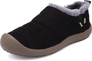 VTASQ Zapatillas de Casa Hombre Botas de Nieve Invierno Antideslizantes Algodón Botas Cálido Interior Pantufla Exterior Alta Botines