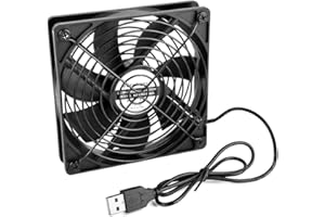 euroharry Ventola USB da 120 mm Ventola USB Ventola per PC Mini ventola USB DC 5V / 0,3A con griglia di protezione in metallo Ventola da 120 mm per PC/TV/ricevitore/cabina AV / PS4 / router