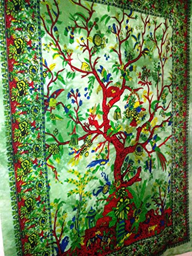 Traditionelle Jaipur Tie Dye indischen Wandteppich, Motiv Baum des Lebens Wandbehang, Hippie Poster, Boho Wohnheim Dekor, Bohemian Art Wand - 5