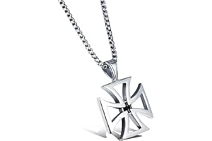 XAMIC dsanbo Chaîne en acier inoxydable pour homme avec pendentif en forme de croix argentée, acier inoxydable, métal
