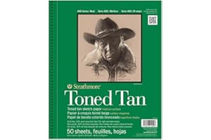 Strathmore 400 Toned 118gsm Paper Spiral Bound Sketchpad, Fine Grain, 9 x 12 in, 50 Tan Sheets, For Professionals & Students