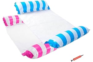 PTBWS Amaca Gonfiabile,2 Pezzi Galleggianti Piscina, 4 in 1, Materassino Mare Letto Multiuso, con Pompa D'aria per Adulti e Bambini