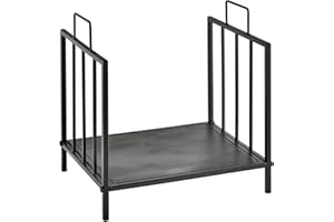 HOMCOM Range bûches Porte-bûches Etagère porte bois de cheminée charge max. 15 Kg dim. 44L x 33l x 46H cm métal époxy noir