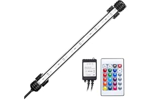 GreenSun LED Lighting Aquarium Light,Submersible Fish Tank Lights with Remote,12V 15 LEDs 5050SMD Underwater Strip Light for Fish Tank, RGB 28cm/11 Inches