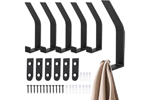 NAKUTITA Outlet Garderobenhaken 6 Stück, Kleiderhaken wand, Moderne Schlichte wandhaken zum schrauben, zum Bohren Haken für akustikpaneele, Jacken, Mäntel, Schals, Handtuch, Handtaschen und Mehr(Schwarz)