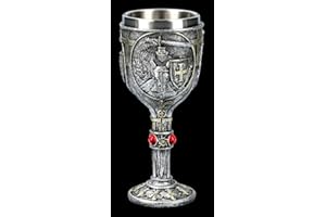 FIGUREN SHOP Ritter Fantasie Calice - First Knight Verres à Pied Vins, Coupe à Vin, Décoder L'Article, avec Insert en Acier Inoxydable, H 18 CM