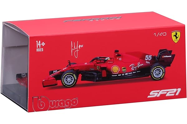 Bburago 1/43 Ferrari - SF 2021 Formule 1 - avec Casque #Sainz - Nouveaute 2022