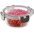 Magnus G-Lock Glass Food Round Container with Break-Free Detachable Lock – 400ML Borosilicate Glass, Oven & Microwave Safe Lunch Box, Kitchen Essentials, Lunch Boxes for Office Men