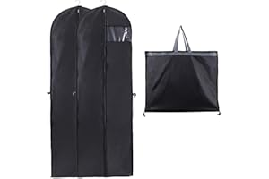 Niviy Long Dress Bags Covers, Dust-proof Clothes Covers Moth Proof Garment Bags Anti-Moth Protector Folding Long Coat Covers with Pocket and Handle,Pack of 2, 60 * 180cm (Black)