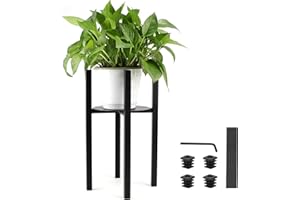 Lalago Regulowany Stojak na Rośliny i Kwiaty - 41 cm Wysokości, Metalowy z Tacą o Średnicy 24-36 cm