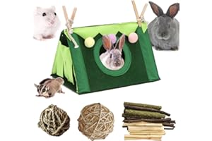 Aisamco Cachette pour cochons d'Inde, Accessoires pour Cages pour cochons d'Inde, Tente Lavable avec Jouets à mâcher pour cochons d'Inde, Hamster, Rats, Lapins et Petits Animaux