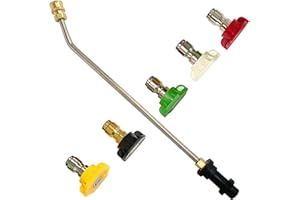 Kocusu Extensions pour Pistolet Haute Pression, Pistolet Nettoyeur Haute Pression K2 K3 K4 K5 K6 K7 Accessoires, Lance Nettoyeur Haute Pression étendu avec 5 Raccord pour Laver La Voiture, 30 Degrés