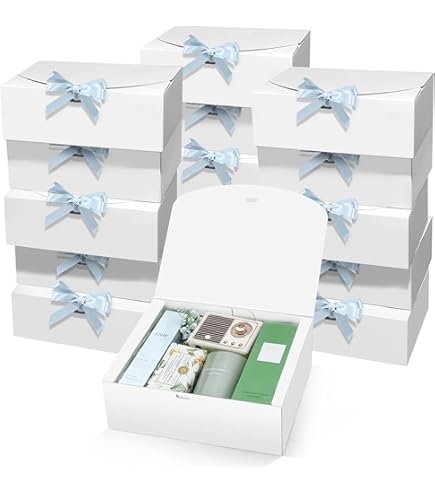 Keadic 32Pcs 4 Color Ring Gift Boxes Bulk Set, 1.57" X 1.57" X 1.06" Hard Cardboard Small Jewelry Storage Boxes With Satin Ribbons Bowknot For