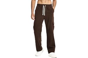 Suwangi Pantaloni in Velluto a Coste da Uomo Pantaloni Cargo Pantaloni Dritti Casual in Velluto a Coste Invernali con Coulisse e Vita Elastica con 4 Tasche