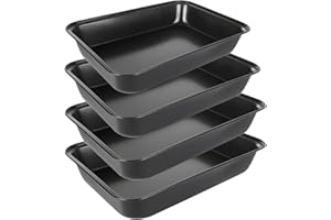 JMIATRY Lot de 4 plaques de cuisson antiadhésives, 3 tailles différentes en acier au carbone robuste, sans PFOA, plaques de cuisson pour four anti-adhésives, noir