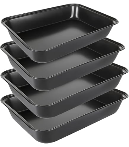 Lot De 4 Plaques De Cuisson Antiadhésives - Tailles 38 Cm, 35 Cm, 32 Cm, 28 Cm - Noir, Lavable Au Lave-vaisselle