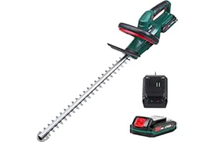 POSENPRO 20V Cordless Hedge Trimmer, Lightweight Handheld Garden Cutter, Cordless Hedge Cutter with 2.0Ah Battery & Charger, 520 mm Blade Length, 15 mm Tooth Opening