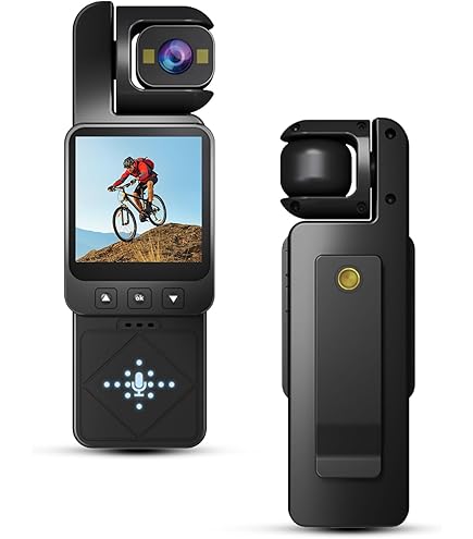 Andoer Mini Körperkamera, 1080P Body Cam mit 180° drehbares Objektiv, ansteckbarer Camcorder mit Nachtsicht, WLAN-Verbindung für tägliche Aufzeichnung/Service/Lieferung