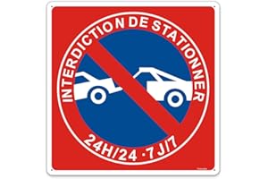 YUNTARDA Panneau Interdiction de Stationner 24H/24 7J/7,Panneau de ne pas stationner 200x200mm -Métal en Aluminium de 1 mm-Revêtement réfléchissant et Résistant aux UV