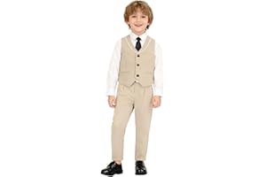 LOLANTA 4 Pezzi Bambini Ragazzi Abbigliamento Set, Camicia + Papillon + Gilet + Pantaloni, Ragazzo Gentleman Nozze Smoking Cerimonia, 2-14 Anni