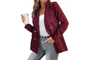 LIAOPUFUS Femme Casual Blazer en Velours Côtelé Veste OL Bureau Affaires Costume Tailleur avec Bouton Couleur Pure Blouson Jacket Classique