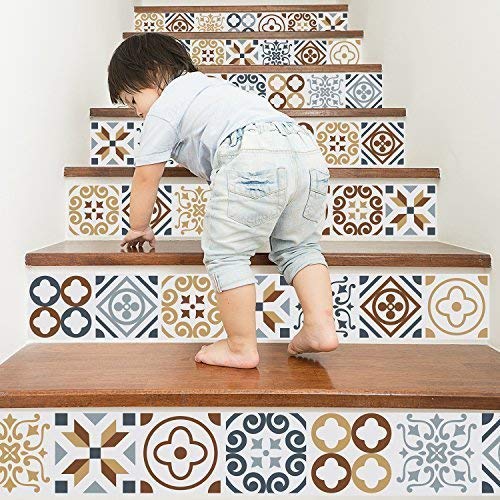 Walplus Autocollant Mural Amovible Art Décalques Vinyle Décoration de Maison DIY Vivant Chambre à Coucher Cuisine Papier Peint Cadeau Azulejo Carreaux - 15 cm X 15 - 24 Pièces