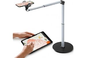 Mistriddle Kraftigt overhead-mobilstativ i aluminium för inspelning, justerbart iPhone-stativ för toppbilder, stabilt för matlagning/pyssel/film/målning – perfekt för kreatörer (Klämma)