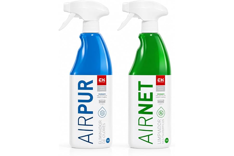 Recamania AIRNET + AIRPUR Limpiador y Eliminador de Olores para Aire Acondicionado | Pack 2 Pulverizadores 750 ml Cada u