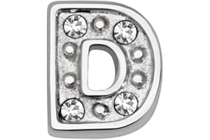 Quiges Floating Living Memory Charm Alpahbet Silver Plated Letter with Cubic Zirconia for Personalised Memory Lockets