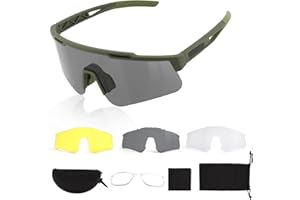 ToopMount Occhiali Sportivi, Occhiali da Tiro Tattici Antiappannamento con 3 Lenti Intercambiabili, Occhiali da Softair con Protezione UV400, Occhiali per Ciclismo, Escursionismo (Montatura Verde)