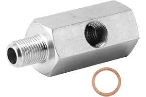 Aramox-Stecker auf Buchse NPT-Adapter, Öldrucksensor-Adapter NPT-T-Stück Drei-Wege-Stecker auf Buchse 1/8 Zoll auf M10x1,0 Turbo Versorgungsleitung Messgerät-Anschluss