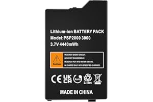 FLSTOR Akku für PSP 2000 & PSP 3000,4440mWh 3.7V Li-Ion Ersatzakku kompatibel mit PSP 2000/PSP 3000 PSP-S110 Konsole inkl. Ladekabel, (Nicht für PSP 1000, PS Vita)