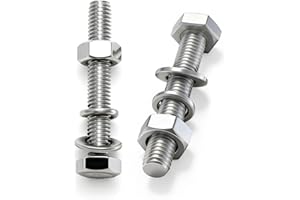 Nasxkji M8 Nuts and Bolts Assortment 8 PCS 304 Stainless Steel Hex Bolts with Nut Flat Washers Spring Washers M8X30 mm Nut and Bolt Sets for DIY Furniture Metal Automotive