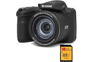 KODAK Pack Digitale Bridge Pixpro Astro Zoom AZ405 + Scheda SDHC Kodak Ultra High Speed U1 32GB - Fotocamera 20 Megapixel, Zoom 40X, Grandangolo, LCD, Video Full HD 1080p, OIS, Batterie AA - Nero
