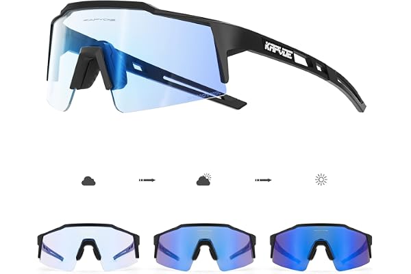 KAPVOE Lunette de Cyclisme Photochromique Homme Femme Garçons Filles Tr90 Cadre Lunette Vélo VTT Protection UV400 K9023