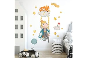 kina - Adesivo Murale Bambini Decorazione Parete Cameretta R00564 - Eco-Tessuto, Ecologico Anallergico, Riposizionabile, Effetto Carezza, Asilo Nido - Grafica Piccolo Principe e Misura 120x30 cm