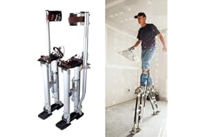 BRIGHTFOOTBOOK Stilts Per Cartongesso In Alluminio,Trampoli Regolabili 61-100Cm (24-40In),Trampoli da Pittore,Cavalletto Uso Manutenzione,Trampoli da Pittore Drywall Stilts Strumento Professionali,Silver