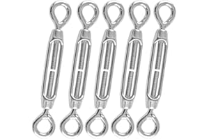 JSKWIKE 5 Pcs Tensor de Alambre Tensor 304 Gancho y Ojo Tensor Ajustable M4 Juego de Tensor de Acero Inoxidable de Alta Resistencia