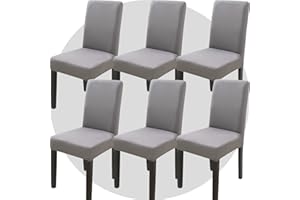 NDMMSO Dining Room Chair Covers Set of 6 Super Fit Stretch Removable Washable Dining Chair Protector Cover Seat Slipcover for Hotel, Dining Room, Ceremony, Banquet Wedding Party(Light Gray)