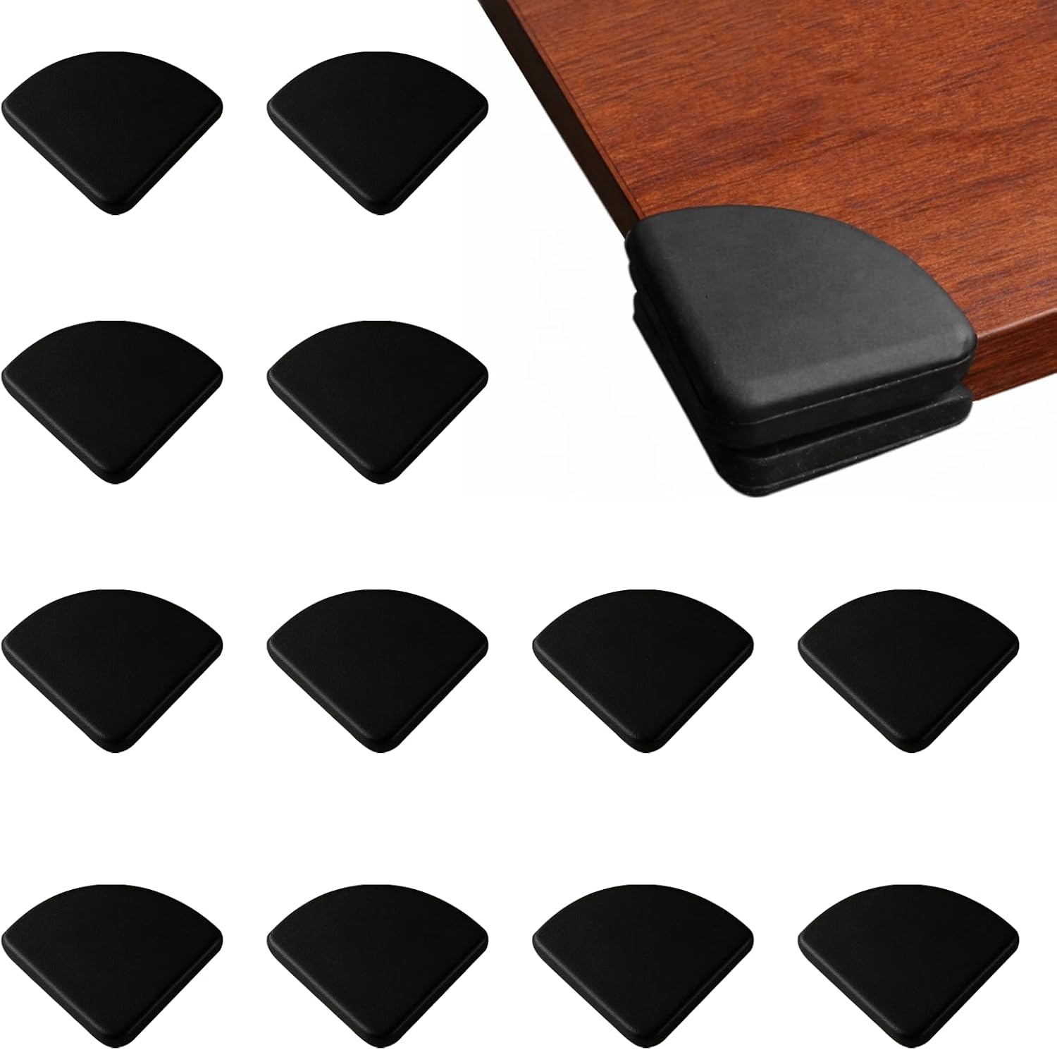 LgCiXli Juego de 12 protectores de esquinas para bebé, color negro, resistentes a los golpes, de silicona suave, para muebles y mesas, protección infantil con cinta adhesiva 3M fuerte sin residuos