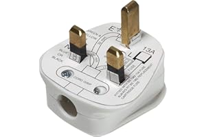 RWS PHRESHHOME 13Amp Fused Plug, UK 3A Mains 3-Pin, White, Single CE Certified