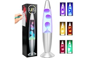AONESY Lámparas de Lave LED 34cm Lámpara de Lave que Cambia de Color Líquido Blanco y Cera Blanca Retro Astro Lámpara para Decoración del Hogar Hermosa Luz Regalo para Navidad