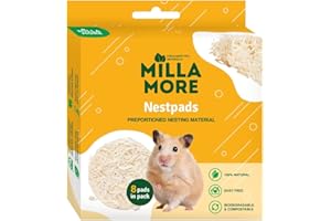 Millamore - Matériaux pour Nidification - Bio et Compostable - Petits Animaux (Souris, Hamster) - Bloc x8 Pièces