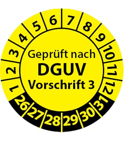 DGUV V3 - Set di targhe di prova con pinza forata, 500 pezzi, 30 mm