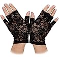 Wicked Costumes Ladies Black Lace Fingerless Gloves - Fancy Dress Accessory