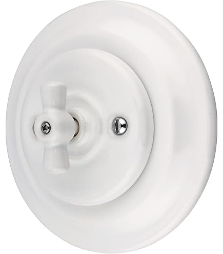 ANCIEN INTERRUPTEUR EN porcelaine blanche bouton tournant hélice