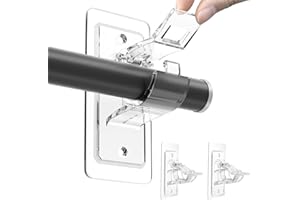 BelleVive 2 Pack Curtain Pole Brackets No Drilling, Transparent Self-Adhesive Curtain Rod Holders, No Holes, Multi-Purpose Curtain Rod Hooks No Nails for Bathroom, Style 1