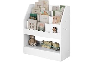 ‎WOLTU WOLTU Regał na Książki dla Dzieci, Biały, 5 Półek, do Przechowywania Zabawek, Meble Dziecięce do Przedszkola, Pokoju Zabaw, 70 x 80 x 30 cm